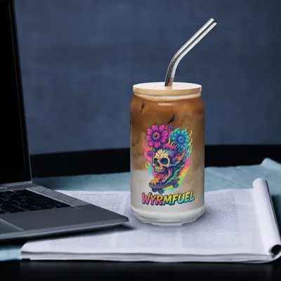 Skull Bloom 16oz Can Glass